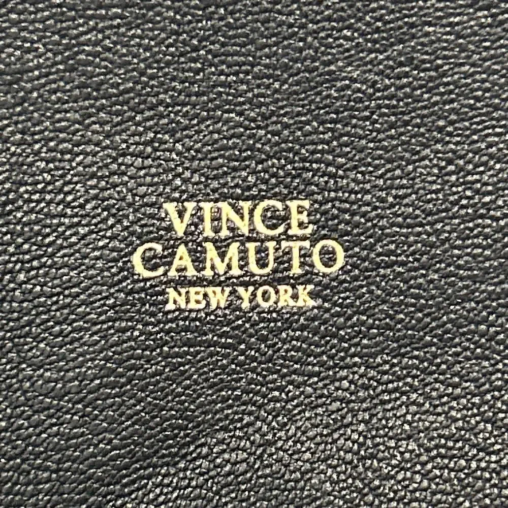 Vince Camuto Black Pebbled Leather Satchel Shoulder Bag with Gold Accents